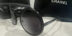 CHANEL Sunglasses 4226 AUTHENTIC Round Matte Black Grey Ch4226 Boho Vintage - Foto 1 di 14