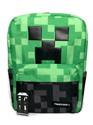 Bioworld Minecraft Backpack Creeper School Book Bag Laptop Sleeve Bottle Pockets - Image 1 of 4