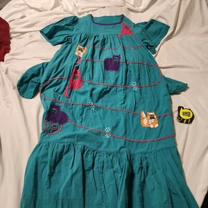 Blair Dress Muumuu Embroidered Cats Housecoat Lounge Pockets Size M Vintage 90 - Picture 1 of 8