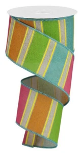 Striped Ribbon, 2.5" x 10 Yards (Pink, Orange, Green, Yellow) - RGA1719J3 - Imagen 1 de 1