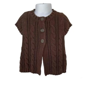 Mädchen 3T Cherokee braun kurzärmeliger Strickpullover mit Knopfleiste - Bild 1 von 3