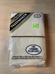 Tastemaker Standard Pillowcases Set of 2 No Iron Muslin White Vtg 1970s - Picture 1 of 3