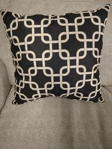 18" x 17" - Schwarz & Elfenbein Leinen Überwurf Kissenbezug - Bild 1 von 5