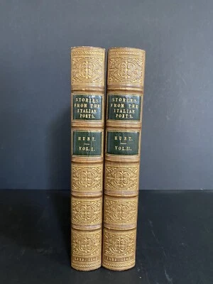 Stories from the Italian Poets Leigh Hunt 2V 1846 1st ed Fine Binding - Image 1 of 4