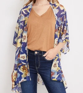 *Maurices~ Instock- Kimono floreale arancione/rosa (blu nella foto è demo)~NUOVO CON ETICHETTE~L-2X~LZ - Foto 1 di 5