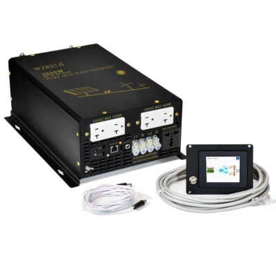 WZRELB Split Phase Inverter 3000W Pure Sine Wave 24V to 120V 240V Home RV Wired Control