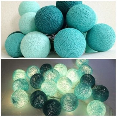 Bola de algodão leve com cordas turquesa pátio, fada, casa, jardim, festa de casamento nova - Imagem 1 de 3