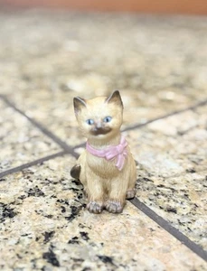 Pre Owned Vintage Lenox Tan And Brown Kitty Cat With Pink Bow Figurine - Picture 1 of 5