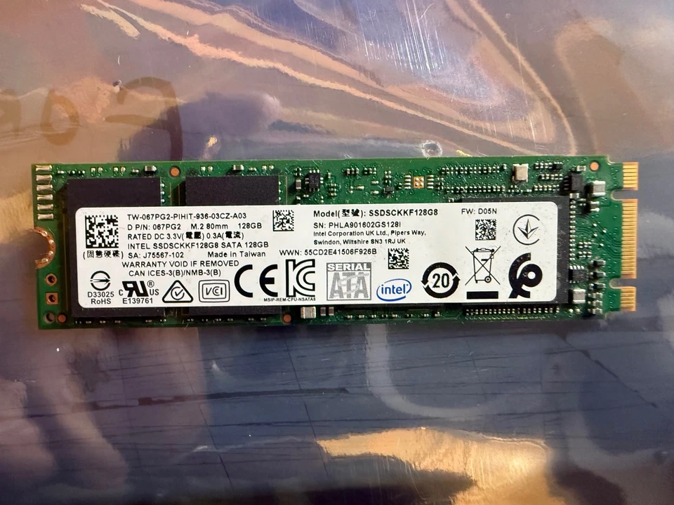 Intel 128GB M.2 SATA SSD SSDSCKKF128G8 067PG2 J75567-102 - Image 1 of 1