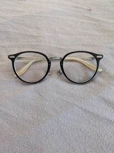 Retro Round Eyeglasses Frank Custom FA6150 Black And Gray In Titanium Unique  - Picture 1 of 8