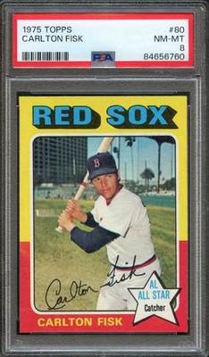 BB - 1975 Topps - #80 - Carlton Fisk - PSA 8 - NM-MT - Image 1 of 2