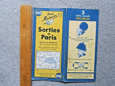Mapa francés Michelin vintage - Carte de SORTIES de PARIS Nº100 - papel 1950 Foto 1 de 4