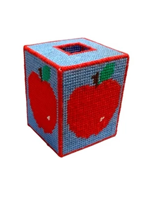 Caja de pañuelos cuadrada de lona de plástico hecha a mano Apple Teacher Gift Foto 1 de 4