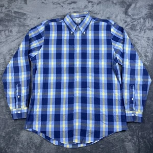 Brooks Brothers Regent Hemd Herren Large blau kariert Knopfleiste Langarm - Bild 1 von 10