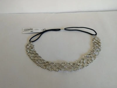 Nordstrom BP Rhinestone Headband Lattice Pattern Black Elastic White Rhinestones - Image 1 of 4