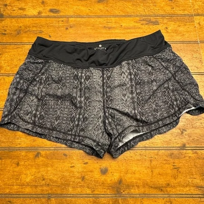 Pantalones cortos deportivos para correr Athleta para mujer negros grises estampados talla M Foto 1 de 3