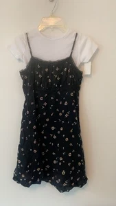 Art Class 2 In 1 Girls Dress Black White Floral T-shirt Separate Cotton S To XXL - Picture 1 of 7