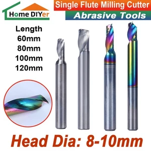 Solid Carbide Single Flute Spiral Router Bit Coated/Uncoated End Mills, For Alu - Picture 1 of 57