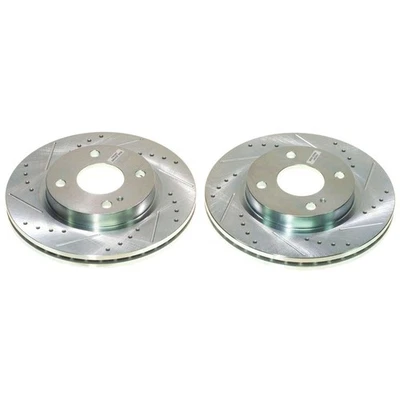 Par de rotores ranurados perforados delanteros PowerStop Evolution para Ford Fiesta Foto 1 de 3