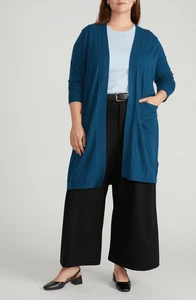 Universal Standard $148 Knee Length Cardigan teal blue women's medium - Picture 1 of 8