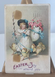 Antique Easter Postcard EASTER JOY ATTEND YOU Girl & Chicks Posted 1911 Germany - Picture 1 of 13