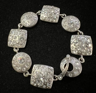 Patricia Locke USA Silver Plated ‘97 MYTHIC Clear Swarovski Crystal Bracelet-616 - Image 1 of 4