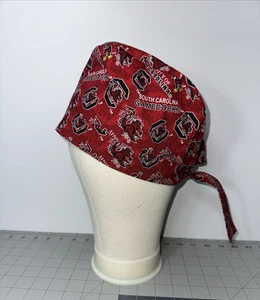 University of SC Elastic & Tie Scrub Cap, Cotton Fabric Handmade - Picture 1 of 6
