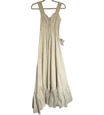 Gunne Sax Jessica Ivory Lace Boho Prairie Maxi Dress Vintage Size 5 Cottagecore - Image 1 of 4