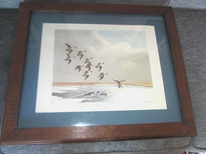 Gerahmte Kunst von Lem Ward of Crisfield MD.  Freeze Up On The Pond 429/750 Remarque - Bild 1 von 10