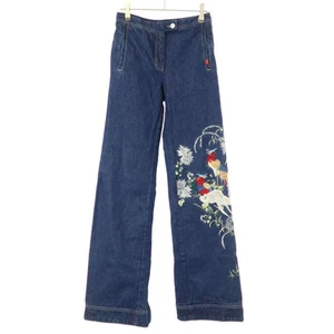 ALEXANDER McQUEEN Early embroidered denim trousers in indigo size 40 Italy used - Picture 1 of 12