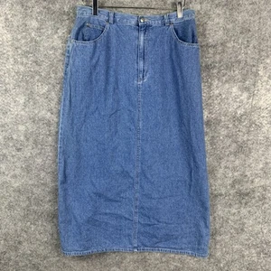 Crazy Horse Denim Maxi Skirt Size 14 Vintage Y2K Modest has Pockets Back Slit - Picture 1 of 14