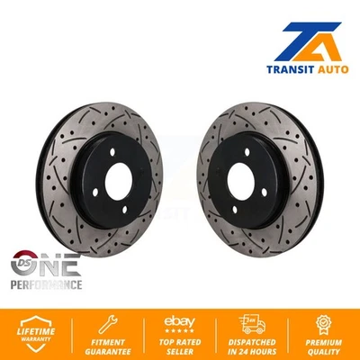 Front Coated Drilled Slotted Disc Brake Rotors Pair For Nissan Micra Versa Note - Image 1 of 4