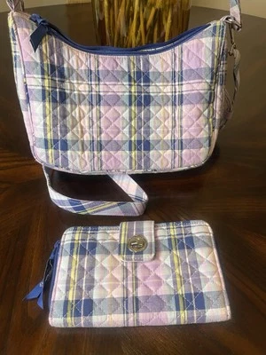 Bandolera Vera Bradley Boho en Amatista Cuadros Púrpura Cartera a Juego Nueva con Etiquetas Foto 1 de 4