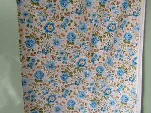 VINTAGE HEAVYWEIGHT BLUE FLORAL FABRIC / 3 YARDS X 45" - Picture 1 of 4