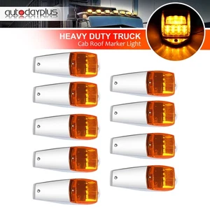 9X Amber LED Roof Running Cab Marker Lights Assembly Universal For Truck Trailer - Picture 1 of 7