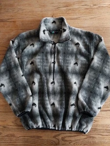 Vtg Pacific Northwest Sportswear 1/2 Zip Fleece Salmon Plaid USA Made Mens Sz L - Picture 1 of 5