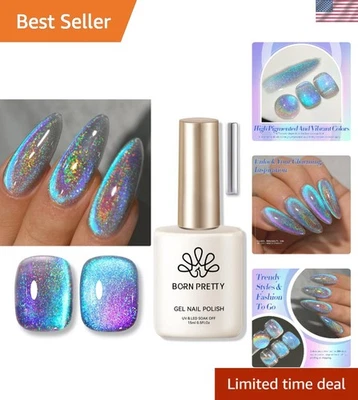Esmalte de uñas en gel magnético ojo de gato 9D - azul holográfico-púrpura 15 ml brillo elegante Foto 1 de 4