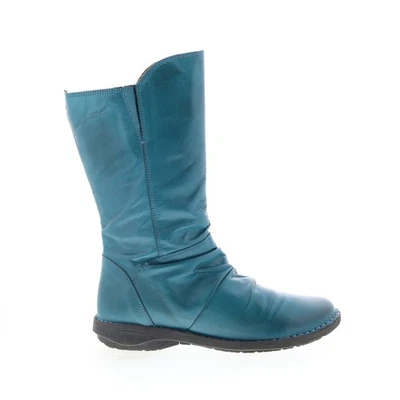 Miz Mooz Pass Womens Blue Leather Zipper Casual Dress Boots - Image 1 of 4