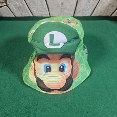 Sombrero de cubo Super Mario Brothers Luigi sombrero para el sol sombrero de playa / verde / niños jóvenes Foto 1 de 4