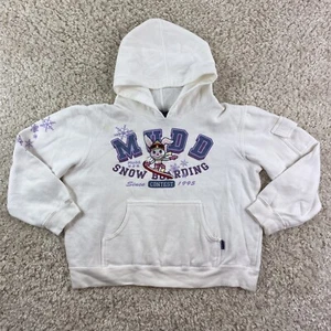 mudd youth girls small 7/8 white long sleeve hooded pullover sweater snowboard - Picture 1 of 6