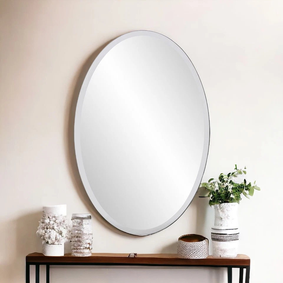 Oval Shaped Frameless Mirror