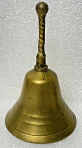 Vintage Brass School, Dinner, Hotel Bell With Twisted Handle 4" Height - Picture 1 of 4