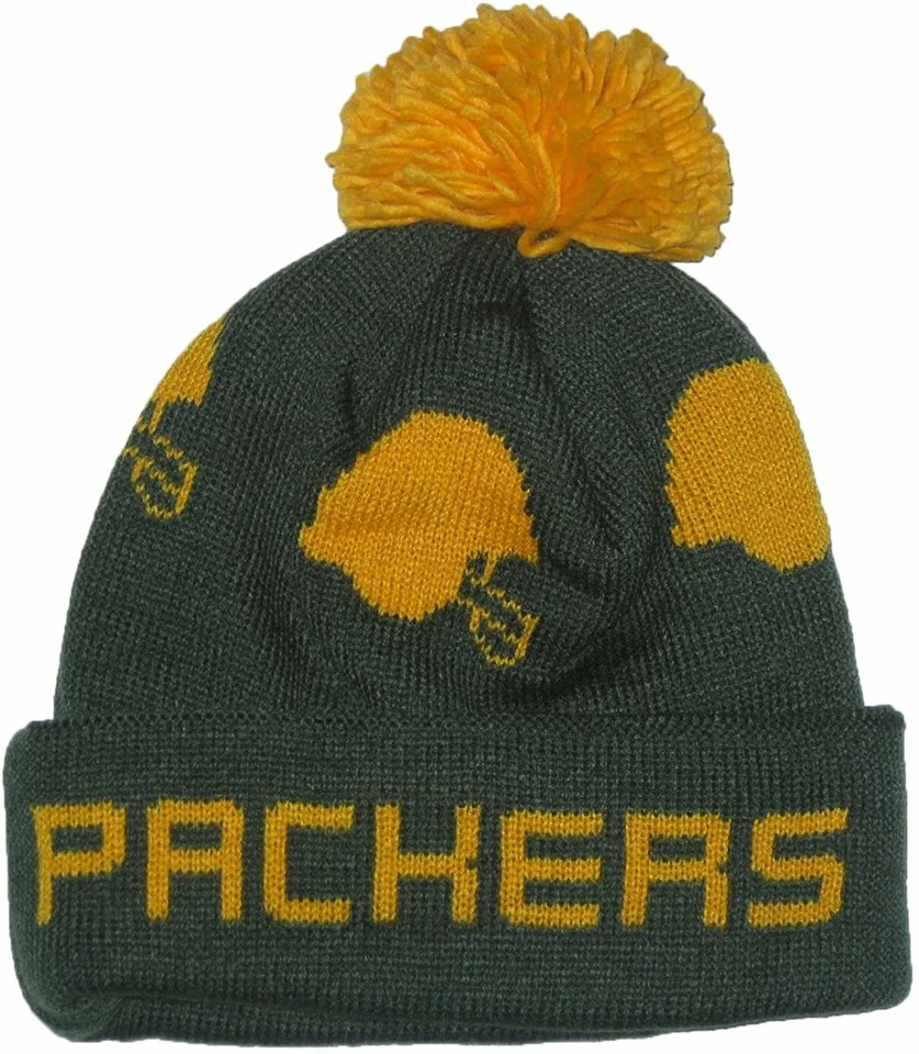 Mitchell & Ness Green Bay Packers Jacquard Casco Pelota Top Puño Gorro Sombrero Foto 1 de 1
