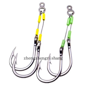 3 Pairs Steel Wire Jig Twin Assist Hooks Glow Saltwater Fishhook 3/0-10/0 - Picture 1 of 26