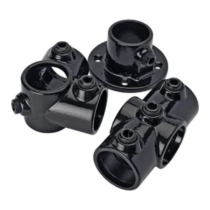 Black Powder Coated Key Clamp Handrail System Fittings Tube 42.4mm RAL9005 - Picture 1 of 48