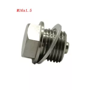 M16x1.5 Stainless Steel Drain Plug Neodymium Magnet Sump Fitting With Washer - Picture 1 of 12