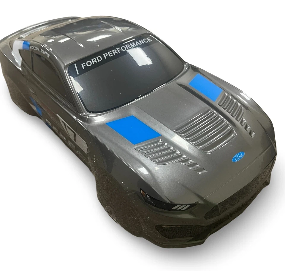 FORD MUSTANG BLACK  GRAY PVC Body Shell For 1/10 On Road Car 1:10 NO Cut - Image 1 of 4