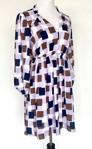 Abito Kate Spade Geo Squares arricciacapelli. Nuovo con etichette al dettaglio $378 prezzo $155 taglia 6