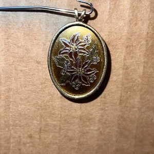 VTG Reed & Barton Damascene Necklace Pendant Only December Poinsettia - Picture 1 of 3