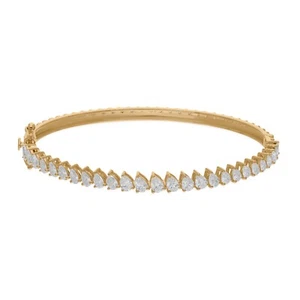 2.55 Ct Lab Grown CVD Pear Diamond Bangle 18k Yellow Gold Bracelet Wedding Gift - Picture 1 of 9